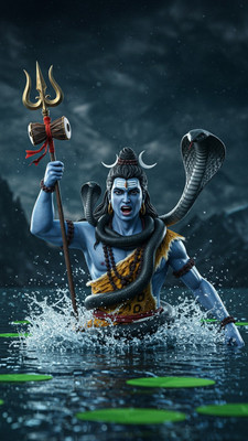 swaroopa 16.5 inch Shiv Shankar Bholenath sticker Self Adhesive Sticker(Pack of 1)