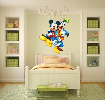 Jump up 30 cm Micky Mouse Minnie Mouse cartoon character Art Board Print Vinyl Wall sticker Self Adhesive Sticker(Pack of 1)