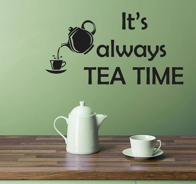 WALLARSH 90 cm Its Always Tea Time Self Adhesive Sticker(Pack of 1)