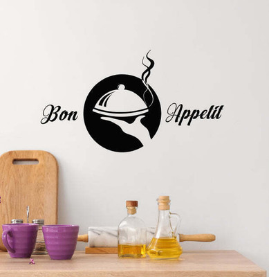 SnappyVinyl 57 cm Bon Appetit Cook Chef Quote Easy to apply Wall Sticker Self Adhesive Sticker(Pack of 1)