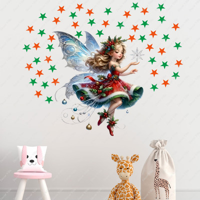 Decor Villa 48 cm Fairy With beautifull Butterflies Removable Sticker(Pack of 1)