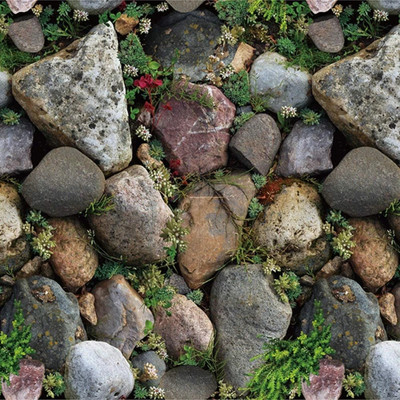 ibox 200 cm Self Adhesive Nature Stone Garden Wallpaper Waterproof Wall Sticker Roll Self Adhesive Sticker(Pack of 1)