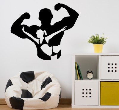 CEZZC 60 cm Gym Fit | Wall Stickers | PVC Vinyl | Non-Reusable Sticker | Self Adhesive Sticker(Pack of 1)