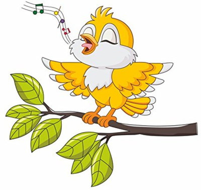 The Printpack 47.5 cm 32.5 Cm Singing Happy Yellow Birds Transparent Self Adhesive Sticker(Pack of 1)