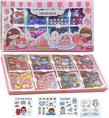shreeji market 8 cm Cute Girl Theme Kawaii Stickers - 200 Sheets Cute Washi Stickers Self Adhesive Sticker(Pack of 200)