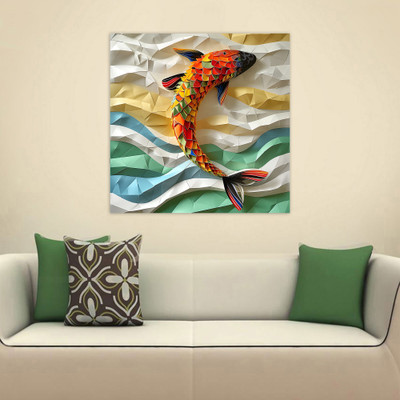 EXO DECOR 18 inch Lamprey_Origami 3D Animals Decorative Wall Sticker for Living Room Self Adhesive Sticker(Pack of 1)
