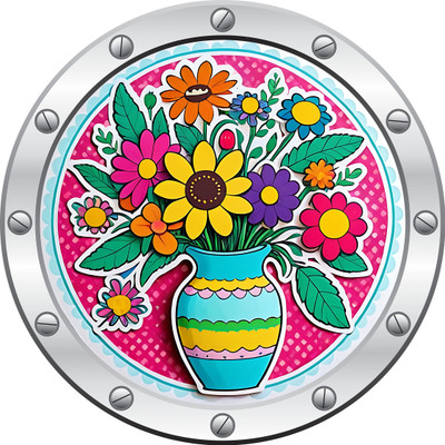 EXO DECOR 18 inch Floral Silvery Decorative Walll Stickers for Living Room EDWS_14912 Self Adhesive Sticker(Pack of 1)