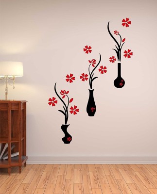 creative kraft 100 cm three of combo flowerpot multicolour wall sticker ( Self Adhesive Sticker(Pack of 1)