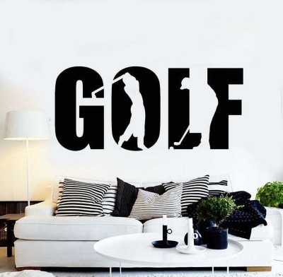 SnappyVinyl 25 cm Golf Word Golfer Self Adhesive Sticker(Pack of 1)