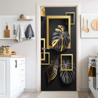 We Kreate 213 cm 3D Embossed Decorative Door wallpaper Self Adhesive Sticker(Pack of 1)