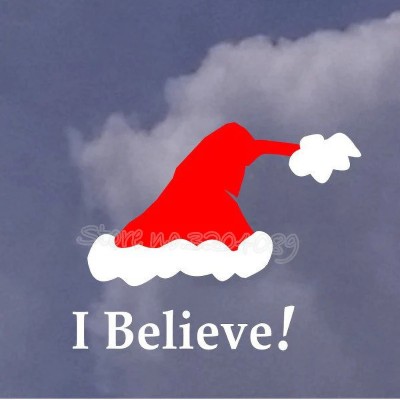 SnappyVinyl 33 cm I Believe Quote Santa Hat Wall Sticker Self Adhesive Sticker(Pack of 1)