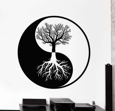 SnappyVinyl 55 cm Yin Yang Tree Roots Self Adhesive Sticker(Pack of 1)