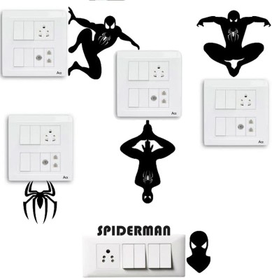 Millions Gift 12.7 cm 6 Pcs Spider Man Super Hero Design Sticker for Switch Board Wall Glass Self Adhesive Sticker(Pack of 6)