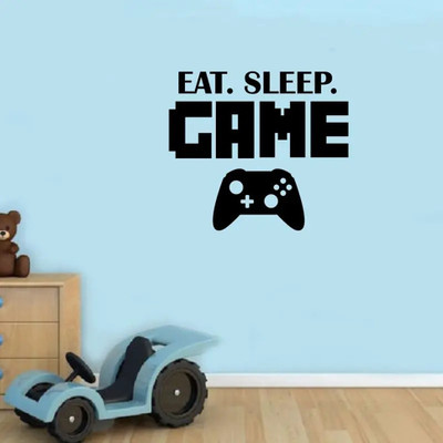 SnappyVinyl 40 cm Eat Sleep Game Self Adhesive Sticker(Pack of 1)