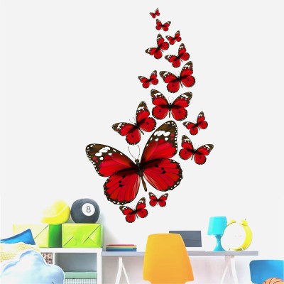 Wall Admire 35 cm Red Butterfly Wall Stickers & Murals Size - 35x58cm Self Adhesive Sticker(Pack of 1)