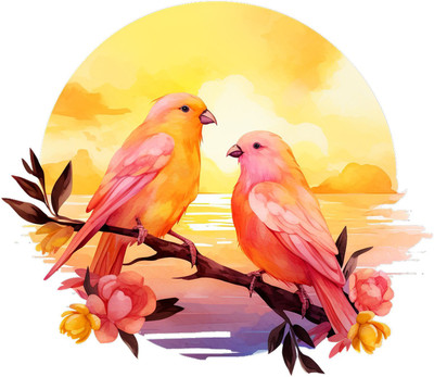 SoFFXia 18 inch Canaries Birds Decorative Wall Sticker for Living Room, Office EDD_WS_16519 Self Adhesive Sticker(Pack of 1)