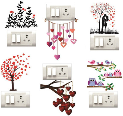 Stikor 30.5 cm Switch Board Stickers PVC Wall Stickers (30.5cmX 45.7cm) 6 Set Self Adhesive Sticker(Pack of 6)