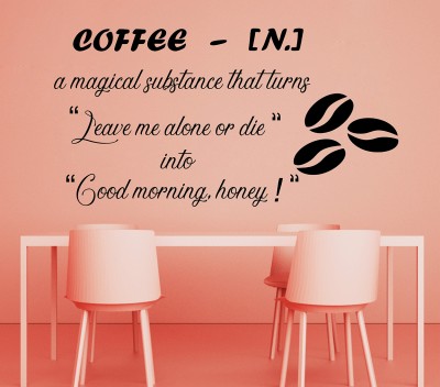 WALLSTICK 45 cm Beautiful Cofee time and Quote wallsticker Self Adhesive Sticker(Pack of 1)