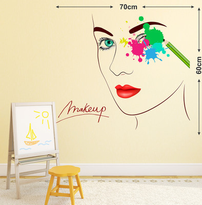 Tuffuk 70 cm Make Up Girl Self Adhesive Sticker(Pack of 1)