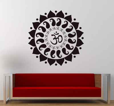 WALLDECORS 60.96 cm OHM IMAGE WITH BEAUTIFUL DECORATIONS Self Adhesive Sticker(Pack of 1)