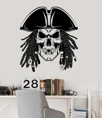 SnappyVinyl 27 cm Pirates Dead Skull Self Adhesive Sticker(Pack of 1)