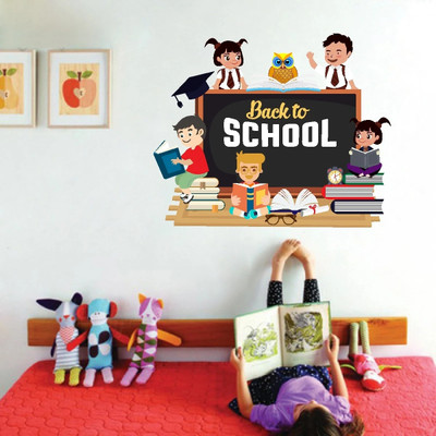 VCREATE DECOR 58 cm School kids design Removable Sticker(Pack of 1)