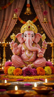 swaroopa 16.5 inch ganesha ganpati A3 size non tearable sticker Self Adhesive Sticker(Pack of 1)