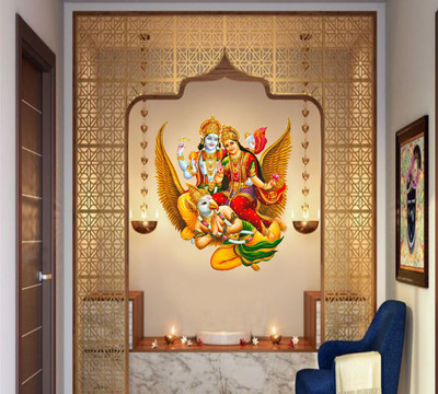 APTIO 45 cm Lakshmi Narayan Self Adhesive Sticker(Pack of 1)