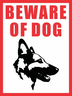 RTSHOPPING 9 inch DOG WARNING Self Adhesive Sticker(Pack of 2)