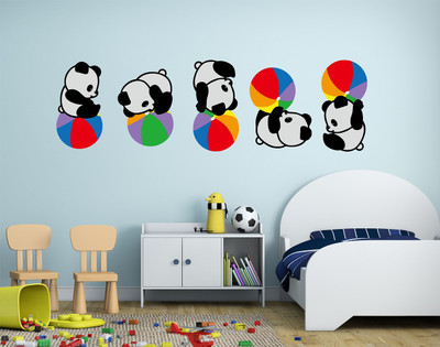 MIIKOR 135 cm Pandas | Non-Reusable Stickers Self Adhesive Sticker(Pack of 1)