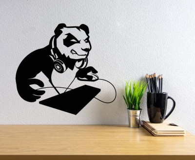 SnappyVinyl 33 cm Computer Angry Panda Asian Bear Self Adhesive Sticker(Pack of 1)