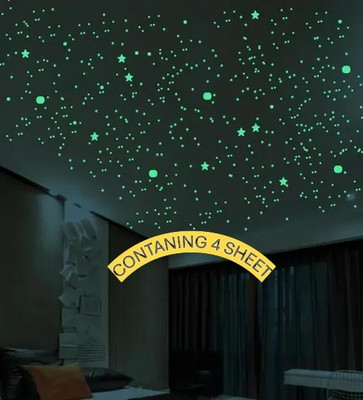 jayp enterprises 30 cm Galaxy of Stars with Decorative Moon Radium Night Glow wall stickers kids Gift Glow in the Dark Sticker(Pack of 400)