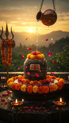 swaroopa 16.5 inch Shiv shankar mahadev sticker Self Adhesive Sticker(Pack of 1)