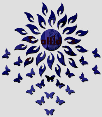 Wallders 60 cm Sun Blue With 20 BUTTERFLY Mirror stickers for wall, wall mirror stickers Self Adhesive Sticker(Pack of 2)