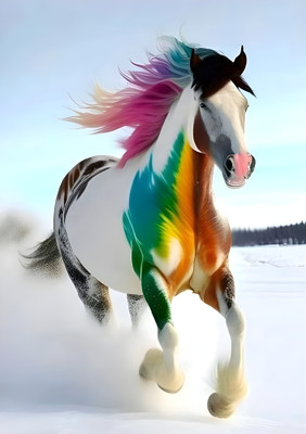 Dumdic 30 cm Colorful Horse Running A4 Strong Self-Adhesive Sticker Self Adhesive Sticker(Pack of 1)