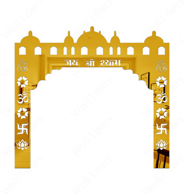 wall1ders 60 cm Khatu Shyam Toran Dwar Golden (Size 60 x 55 cm) Acrylic Mirror Wall Sticker Self Adhesive Sticker(Pack of 1)