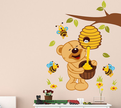 WALLARSH 110 cm Tree Branch With Honey Bee Self Adhesive Sticker(Pack of 1)