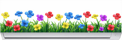 The Printpack 80 cm x 20 Cm Green Grass Flowers AC Self Adhesive Sticker(Pack of 1)