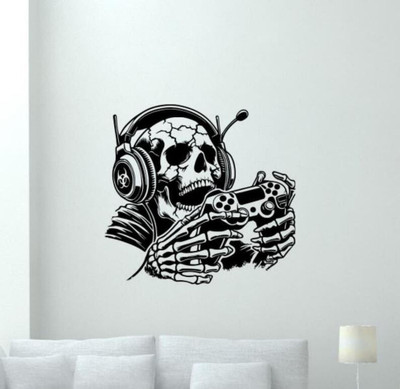 SnappyVinyl 45 cm Skeleton Gamer Decal Vinyl Wall Self Adhesive Sticker(Pack of 1)