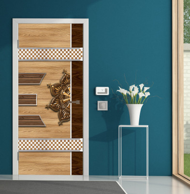 We Kreate 213 cm 3D Wooden Royal Door wallpaper Self Adhesive Sticker(Pack of 1)