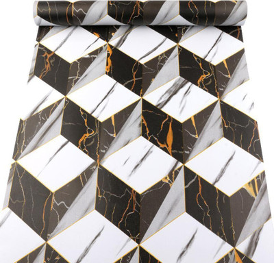 Flipkart SmartBuy 100 cm Black and White Marble Tiles Wallpaper (100CM X45CM) Self Adhesive Sticker(Pack of 1)