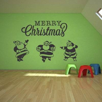 STICKER STUDIO 91 cm Wall Sticker (Three santa,Surface Covering Area - 91 x 58 cm) Removable Sticker(Pack of 1)