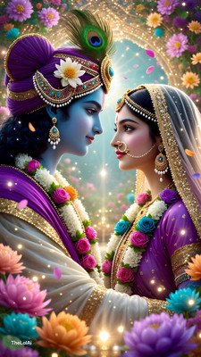 swaroopa 16.5 inch Shri krishna Radha Sticker Self Adhesive Sticker(Pack of 1)