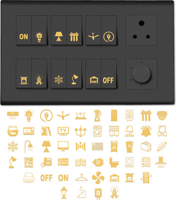 RSB HUB 1.5 cm Premium Golden Holographic Foil Embossed Gold Switch Stickers Self Adhesive Sticker(Pack of 330)