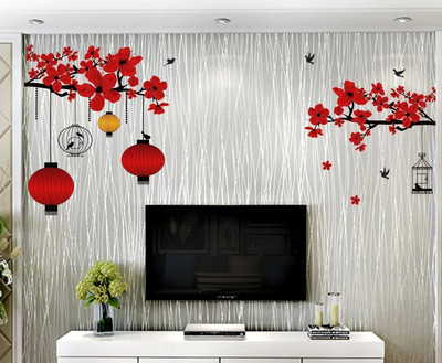 STICKER STUDIO 51 cm Tree with lamp Reusable Sticker(Pack of 2)