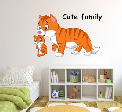 Remer 45 cm Cute Mom and baby cat wallsticker Self Adhesive Sticker(Pack of 1)