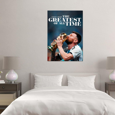 KatariyaAssosiat 18 inch Lionel Messi – World Champion | 12x18 Inch Premium Vinyl Poster Self Adhesive Sticker(Pack of 1)