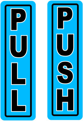 Printlive 15.98 cm Blue Vertical PUSH & PULL Door Signs – 15.98 cm x 5.08 cm – Laminated Self Adhesive Sticker(Pack of 1)