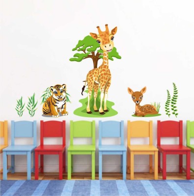 ZEN TREK 45 cm Wall Decals ' Cute Baby Animals ' Wall Stickers Self Adhesive Sticker(Pack of 1)