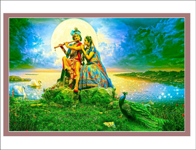 Vijaya enterprises 48 cm krishna radha love poster size(77x48) Self Adhesive Sticker(Pack of 1)
